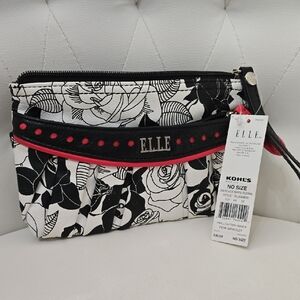 Elle Black and White Floral Clutch